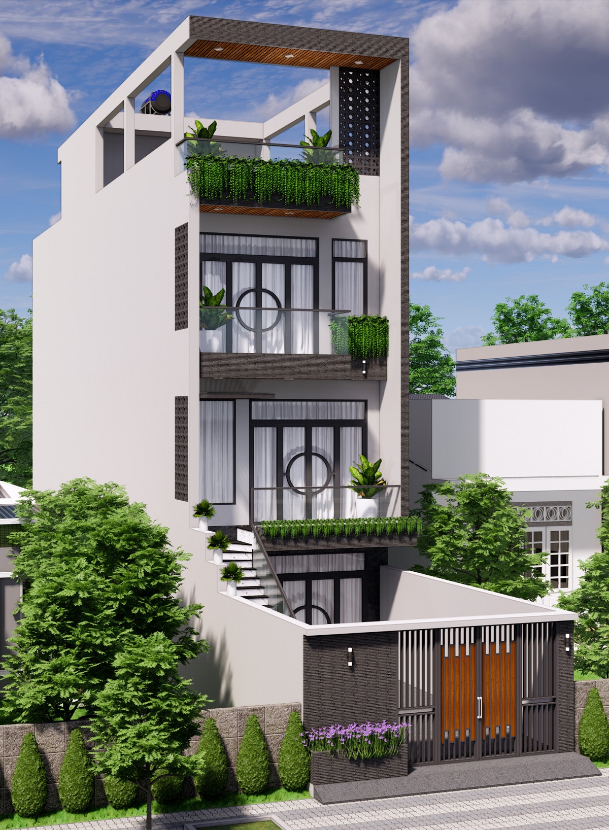 Thiết kế thi công nhà phố hiện đại 2 lầu - Anh Phong - LaGi Bình Thuận